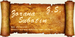 Zorana Subotin vizit kartica